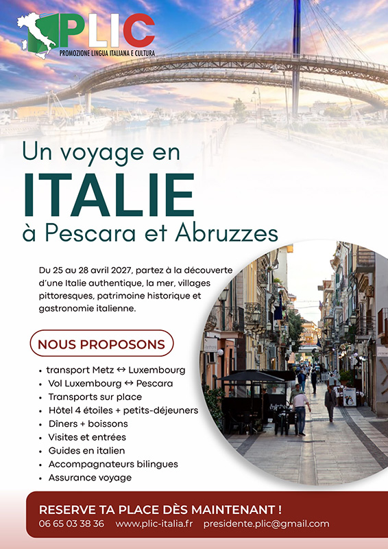 VOYAGE À PESCARA & DANS LES ABRUZZES – 2027